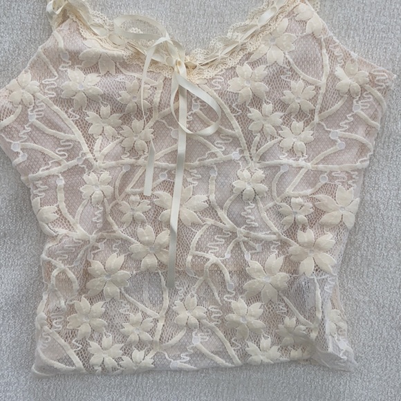 ballet corset apricot lace cami top - Picture 3 of 7